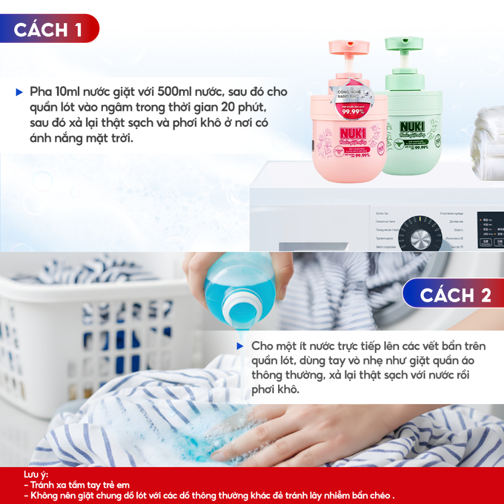Nước Giặt Đồ Lót Chuyên Dụng Nuki Diệt Khuẩn Công Nghệ Nano Bạc - Chai 300ml An Toàn Cho Da Nhạy Cảm Không Gây Kích Ứng