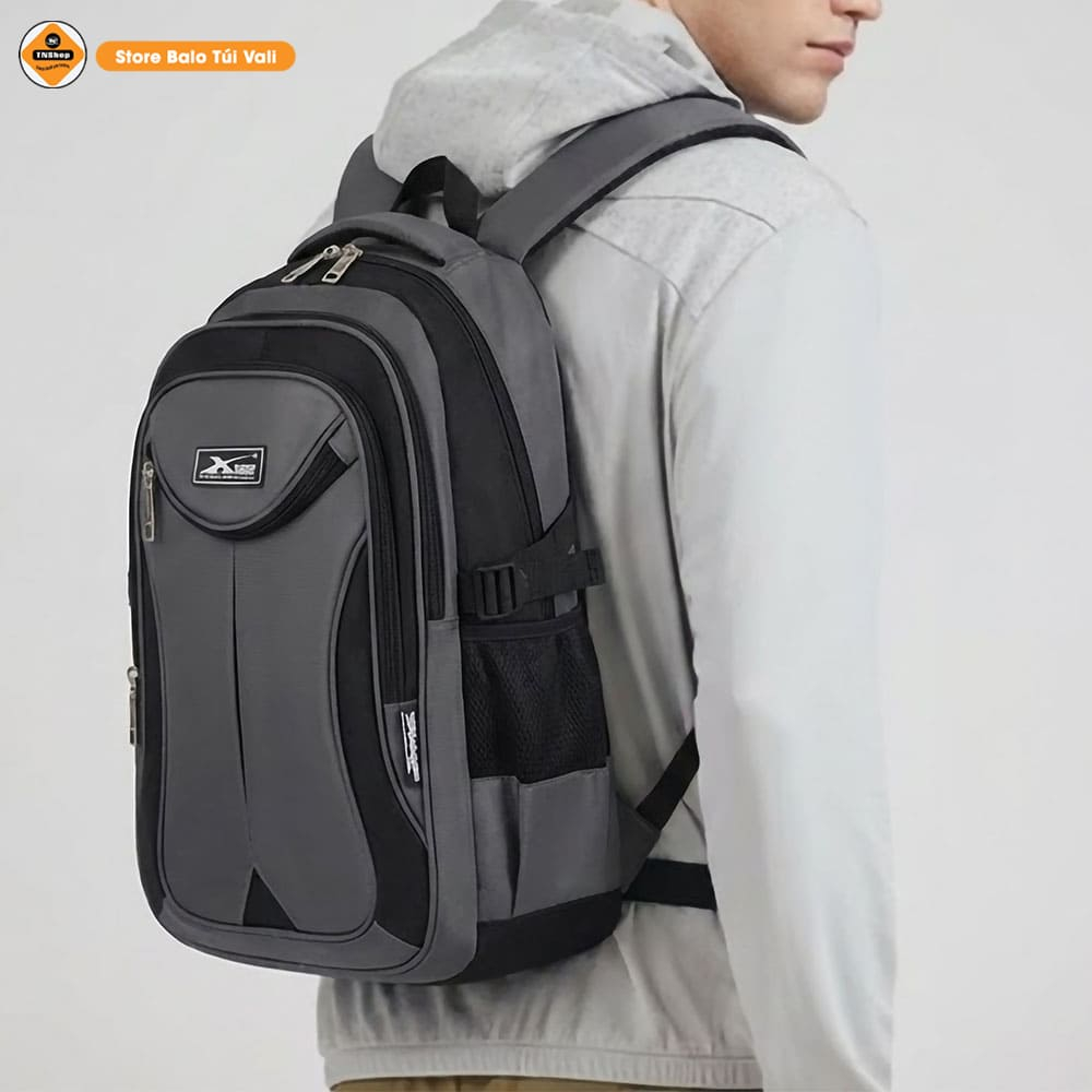 Balo laptop 15.6 inch cao cấp Xbags màu xám phối đen, nhiều ngăn tiện lợi – Xb2004!