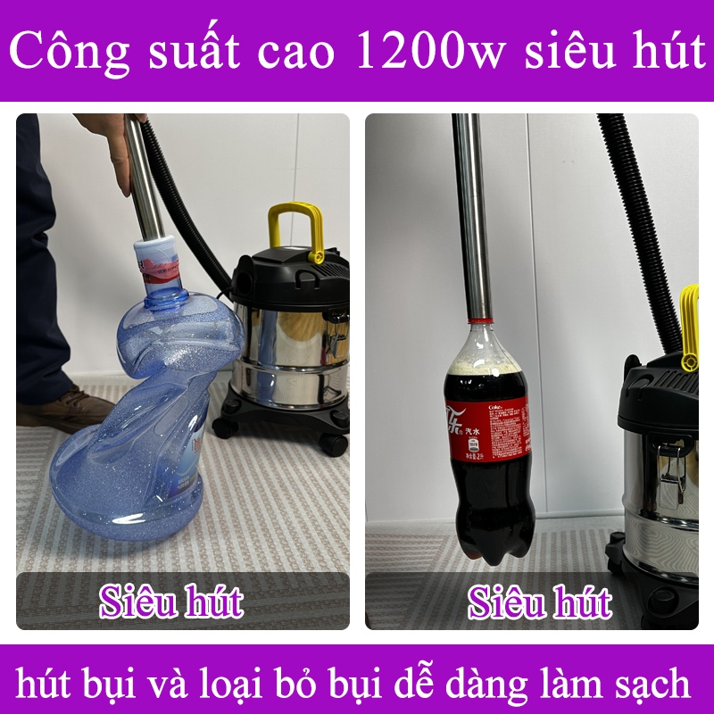 Máy hút bụi công nghiệp Máy hút bụi gia đình công suất lớn 1200Wdung tích 18L tích hợp 3 chế độ Khô - Ướt - Thổi