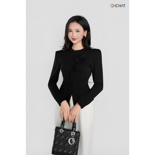 Áo Thun 𝐂𝐂𝐇𝐀𝐓 Dáng Ôm Kiểu Dài Tay Trendy Chất Liệu Co Giãn Cao Cấp 25TDC2030OT