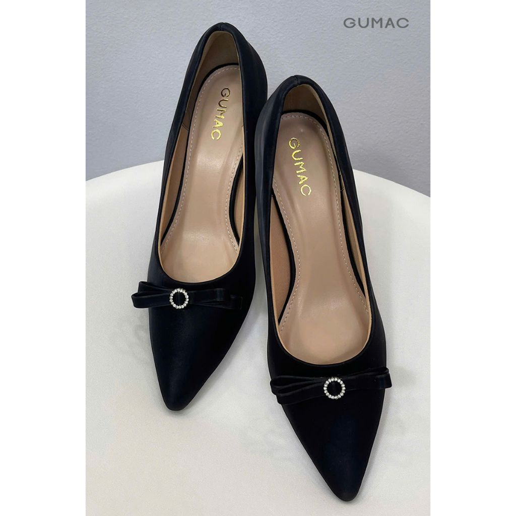 Giày Cao Gót Nữ GUMAC Đính Nơ Cách Điệu GF12071