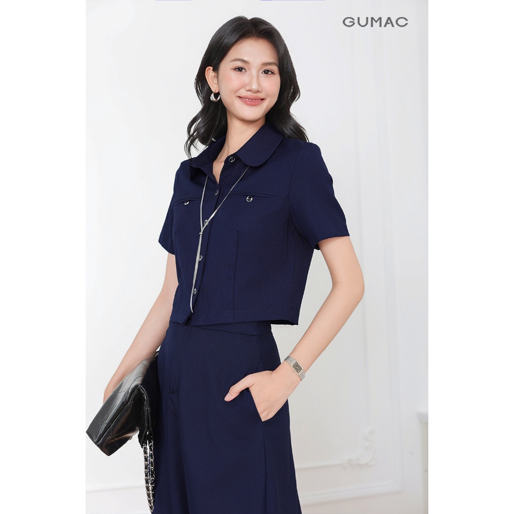 Set lẻ Áo lửng cổ lá sen  AF04012 - Chân váy nữ GUMAC A xòe  VF04013