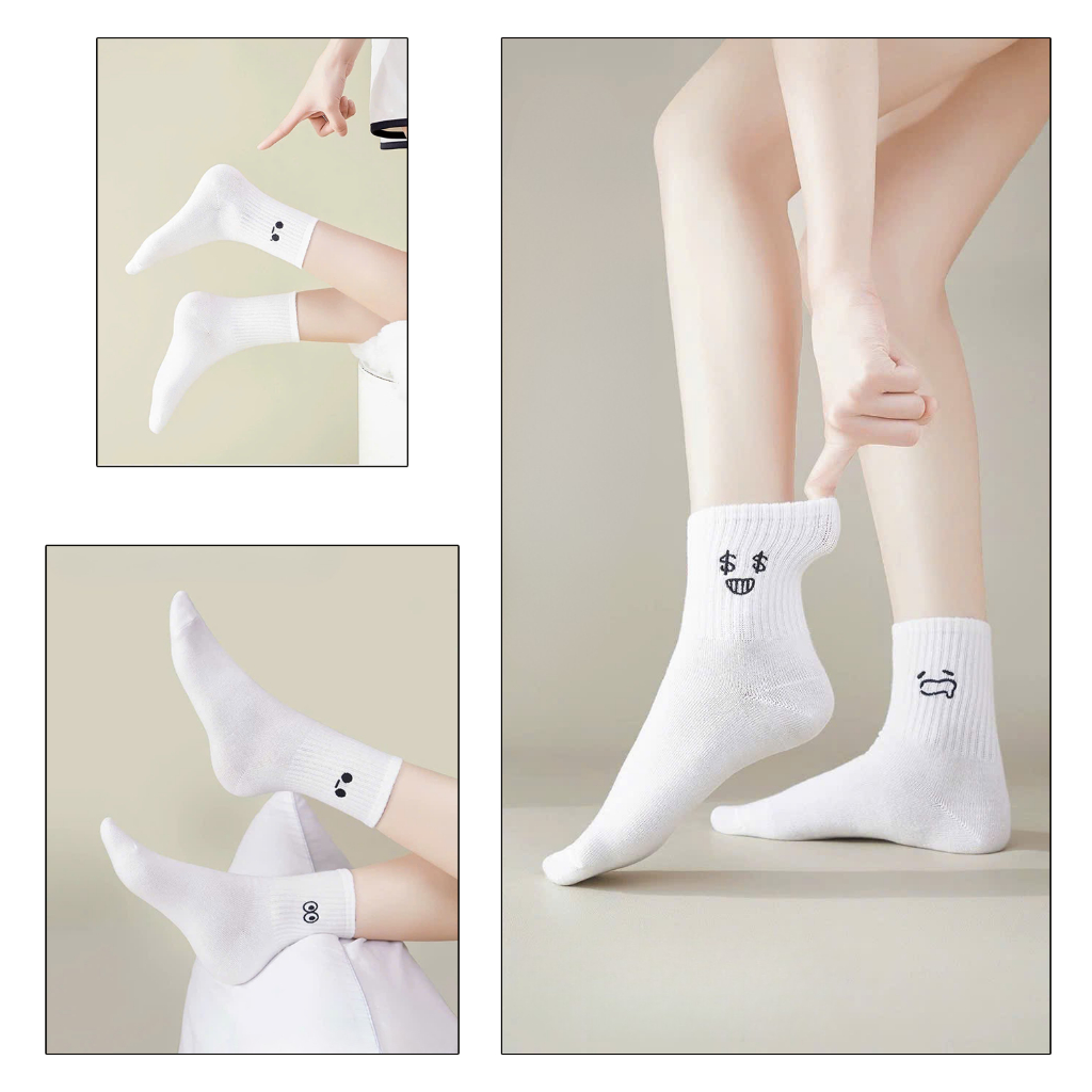 Tất vớ trắng họa tiết dễ thương đang yêu, chất liệu mềm mịn thoáng khí - Ekiu Shop