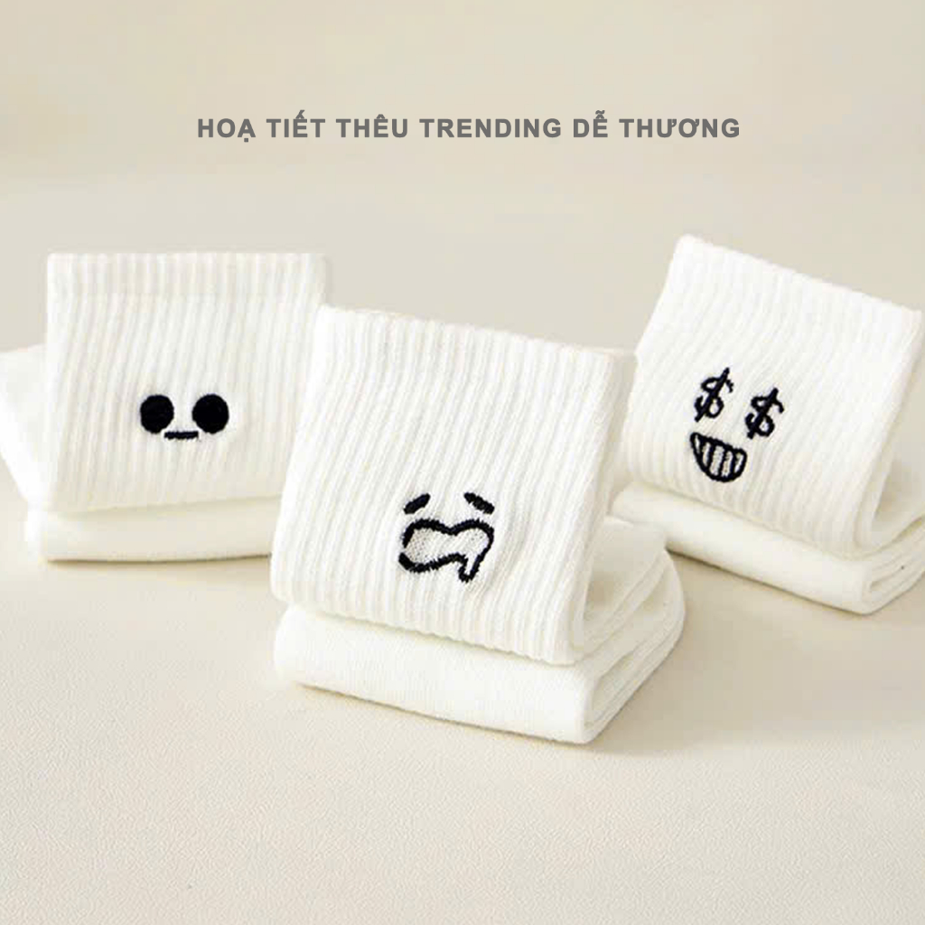 Tất vớ trắng họa tiết dễ thương đang yêu, chất liệu mềm mịn thoáng khí - Ekiu Shop