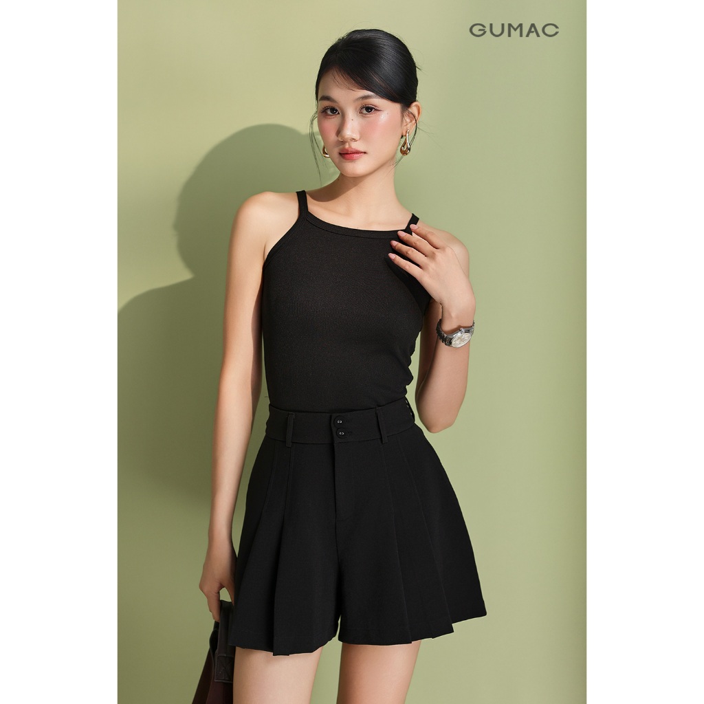 Áo Thun 2 Dây Nữ GUMAC Form Slim Ôm Kiểu Tanktop Viền Bo Cổ Chất Thun Gân Co Giãn ATF05029