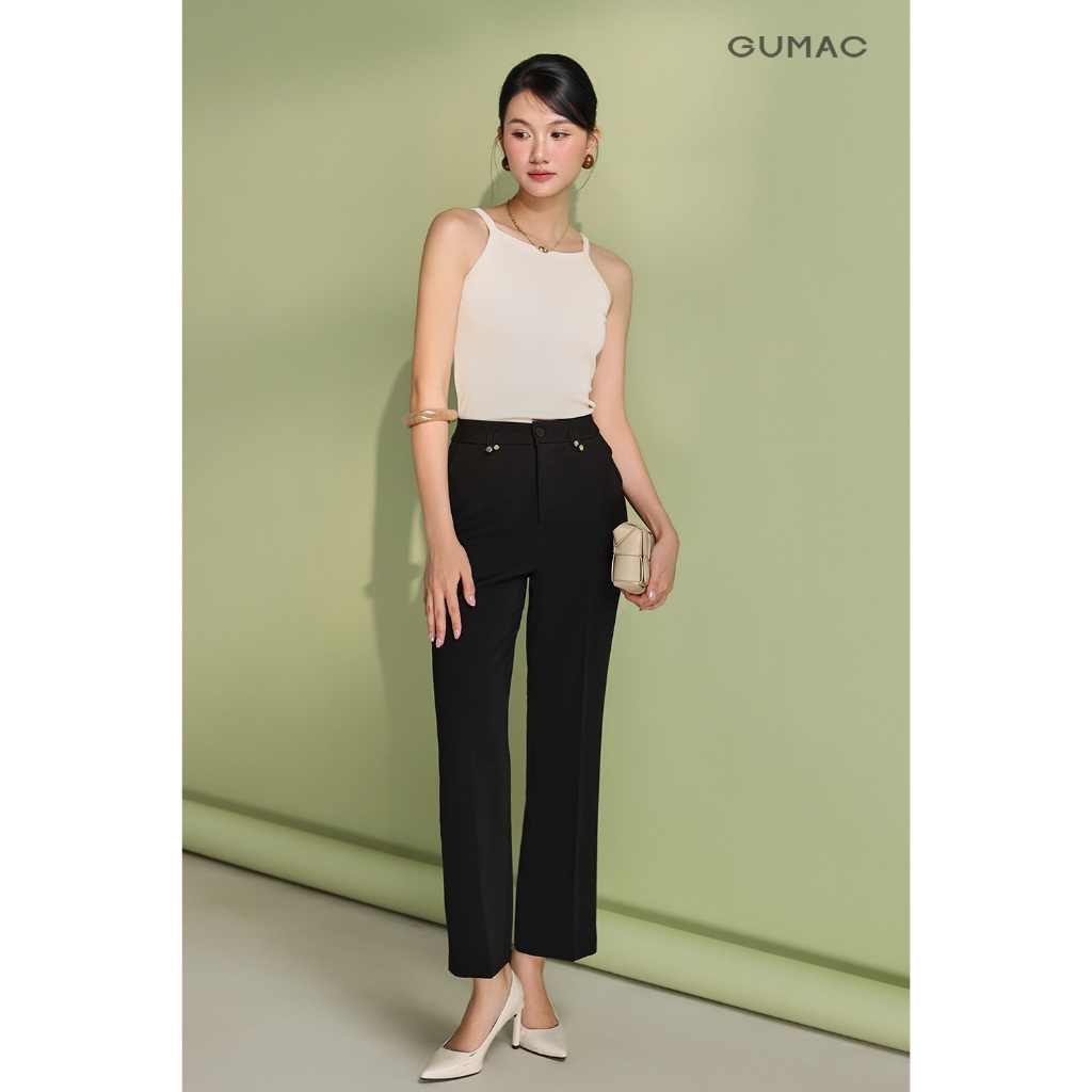 Áo Thun 2 Dây Nữ GUMAC Form Slim Ôm Kiểu Tanktop Viền Bo Cổ Chất Thun Gân Co Giãn ATF05029