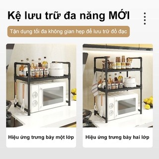 Kệ Lò Vi Sóng BMZAR 2-3 Tầng Khung Sắt Kèm Mặt Nhựa Để Đồ Nhà Bếp Chịu Lực Tốt
