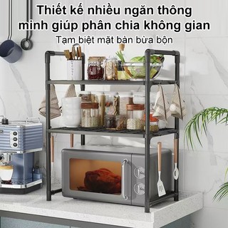 Kệ Lò Vi Sóng BMZAR 2-3 Tầng Khung Sắt Kèm Mặt Nhựa Để Đồ Nhà Bếp Chịu Lực Tốt