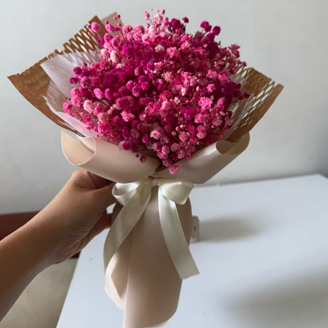 Bó Hoa Khô Baby Hồng Đậm Mini N14 – Hoa Baby Khô Trang Trí, Quà Tặng Xinh Xắn, Giữ Lâu Không Tàn