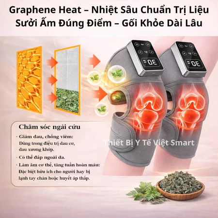 Máy Massage Đầu Gối Chườm Nóng Hồng Ngoại, Đai Massage Khớp Gối Khuỷu Tay Cao Cấp Cho Người Lớn Tuổi