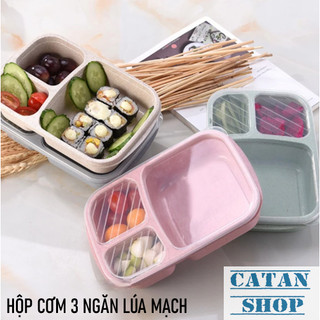 Hộp Đựng Cơm Lúa Mạch Khay Nhựa Đựng Cơm 3 Ngăn Tiện Dụng Nắp Đậy Kín Chịu Nhiệt Độ Cao Chất Liệu An Toàn