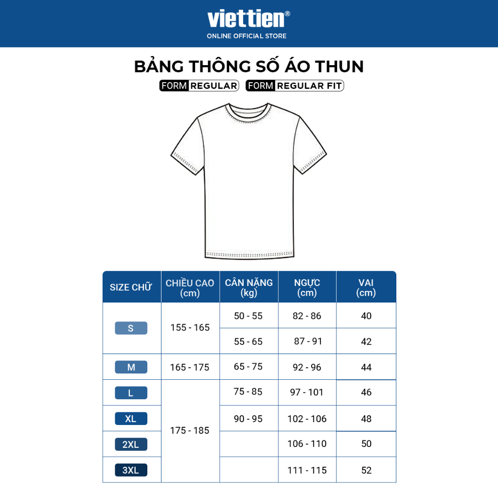 Áo thun T-Shirt cổ tròn VIETTIEN SMART CASUAL vải Cotton form REGULAR VT00000581