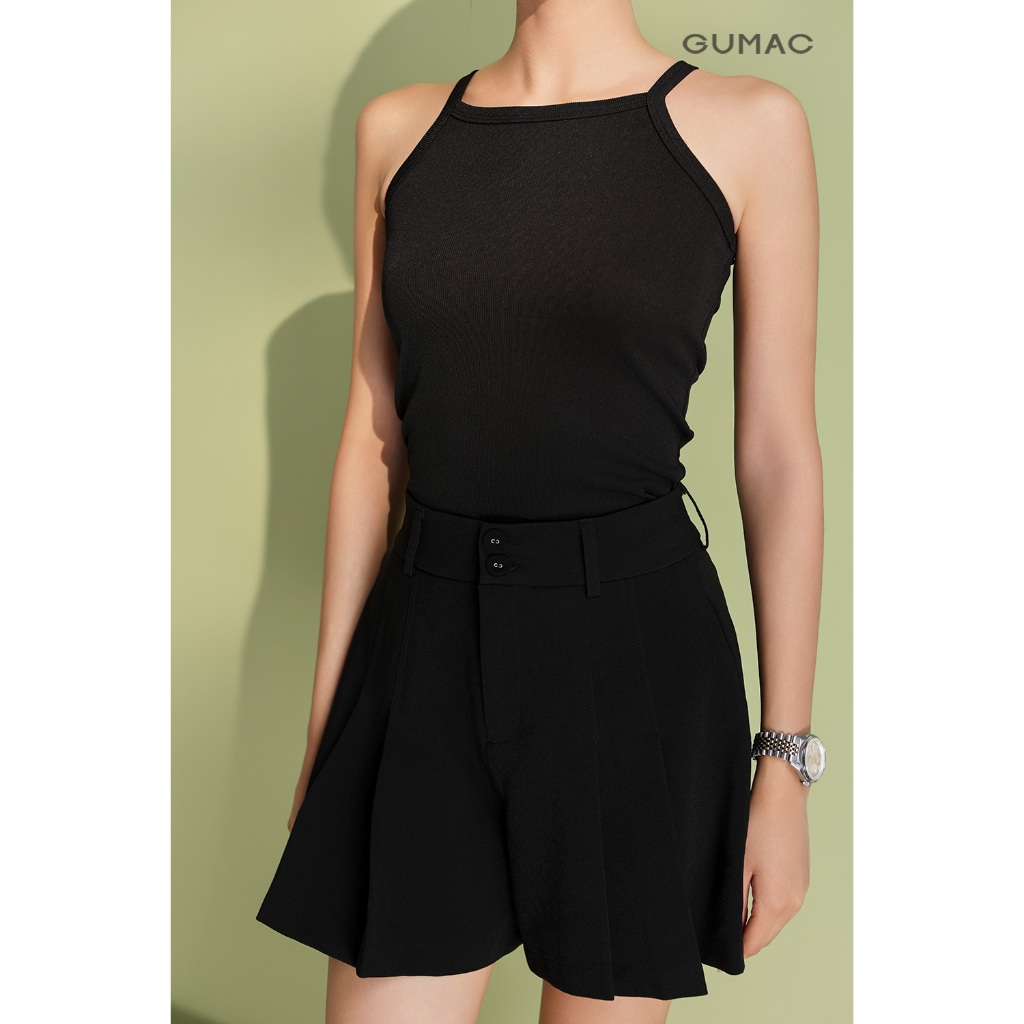 Set Lẻ Áo Blazer Nữ GUMAC Form Suông Tay Ngắn Đệm Vai OWF05043 - Quần Short Xếp Ly 2 Nút Trẻ Trung SHF05041