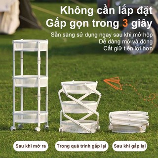 BMZAR Kệ Để Đồ Đa Năng Gấp Gọn Bằng Thép Carbon Có Bánh Xe Tiện Lợi Không Cần Lắp Đặt