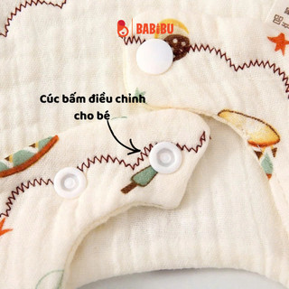 Yếm cổ tròn cotton xoay 360 độ, yếm tròn xô muslin dày dặn, giữ ấm, thấm hút tốt, mềm mại và an toàn cho bé
