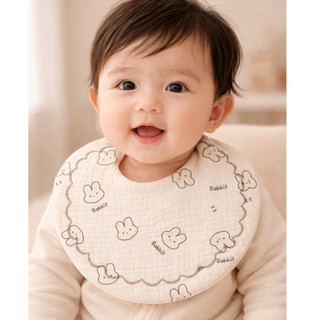 Yếm cổ tròn cotton xoay 360 độ, yếm tròn xô muslin dày dặn, giữ ấm, thấm hút tốt, mềm mại và an toàn cho bé