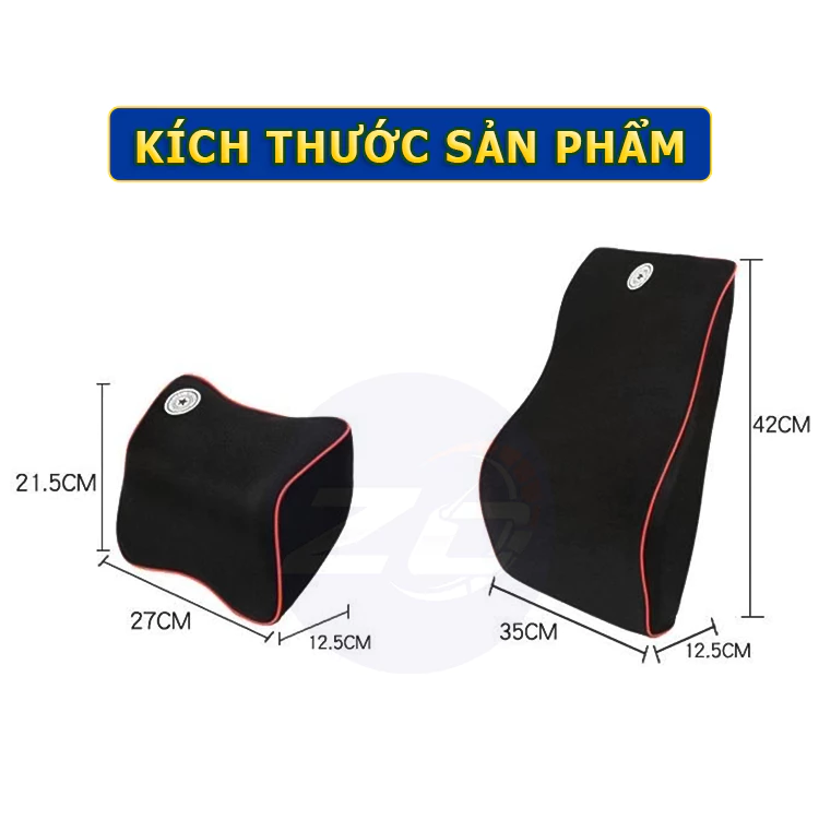 Gối tựa đầu và kê tựa lưng ghế ô tô cao su non nỉ cao cấp chống đau khi đi lái oto xe hơi gối tựa lư