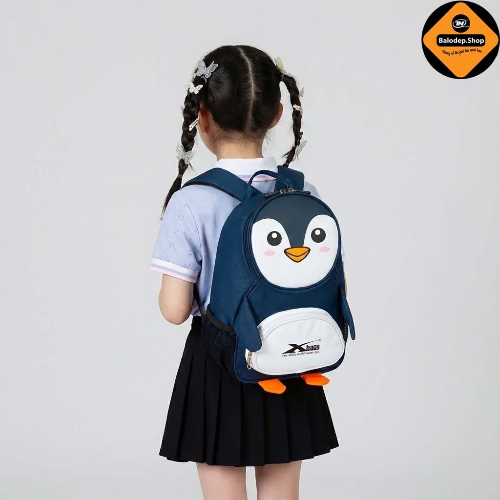 Balo Học Sinh Mầm Non Xbags Penguin XB 3019 – Balo Chim Cánh Cụt Siêu Dễ Thương, Chống Thấm Cao Cấp!