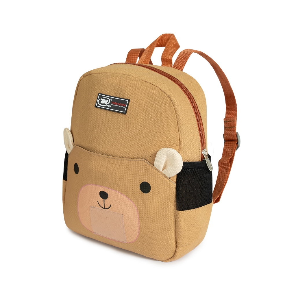 Balo Mầm Non Siêu Nhẹ TNBags TN.B 3022 - Balo Canvas Gấu Nâu Dễ Thương, Nhẹ Êm, Tiện Dụng Cho Bé!