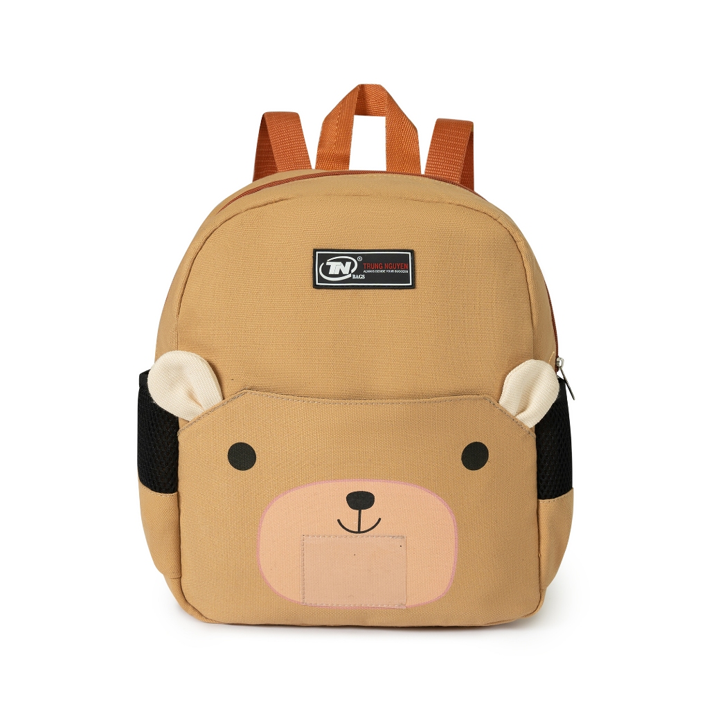 Balo Mầm Non Siêu Nhẹ TNBags TN.B 3022 - Balo Canvas Gấu Nâu Dễ Thương, Nhẹ Êm, Tiện Dụng Cho Bé!