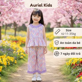 Set Bộ Bé Gái, Set Bộ Sát Nách Phối Bèo Mix Quần Ống Suông Cho Bé Gái