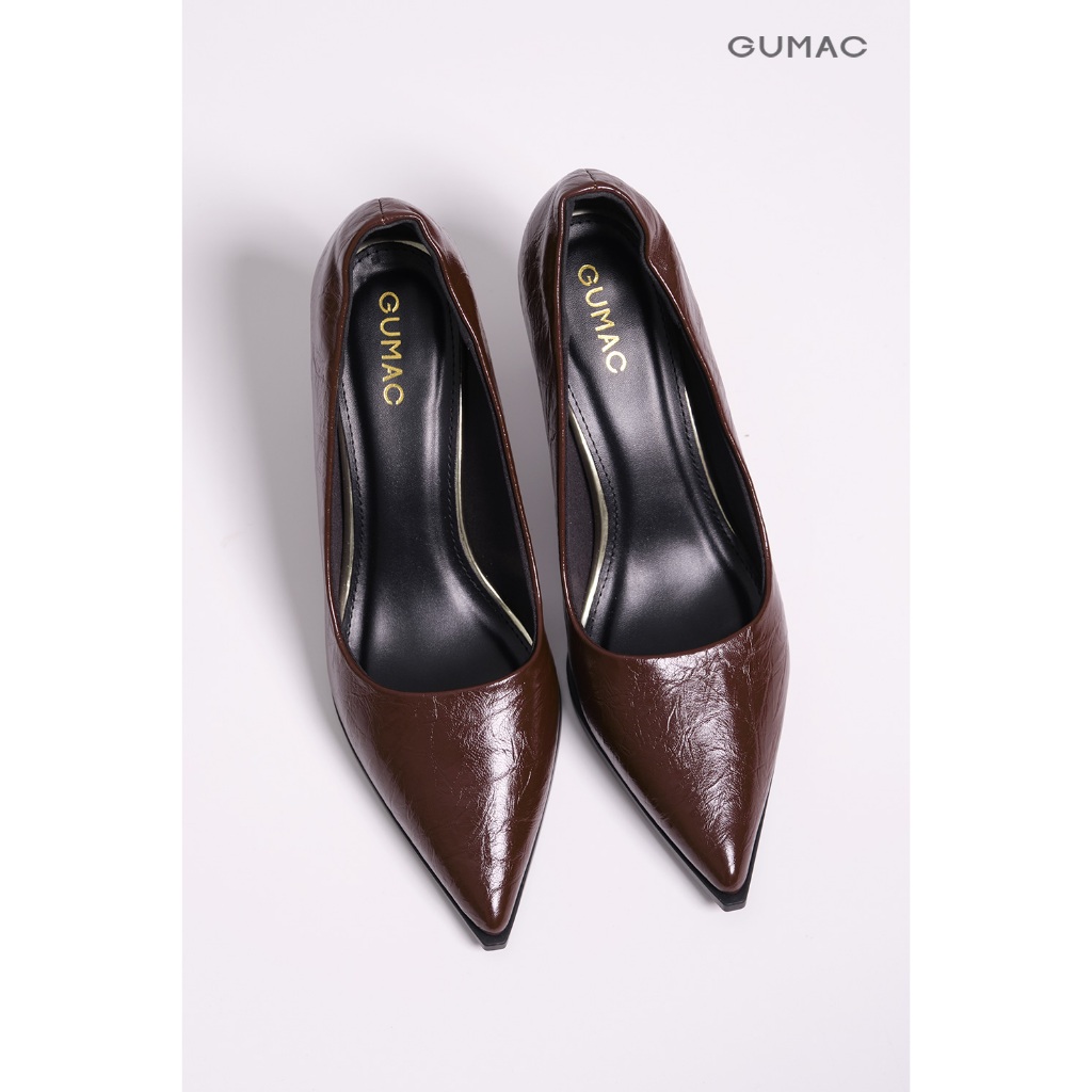 Giày Cao Gót Mũi Nhọn GUMAC Chất Da Vân Mềm Thoải Mái GF04042