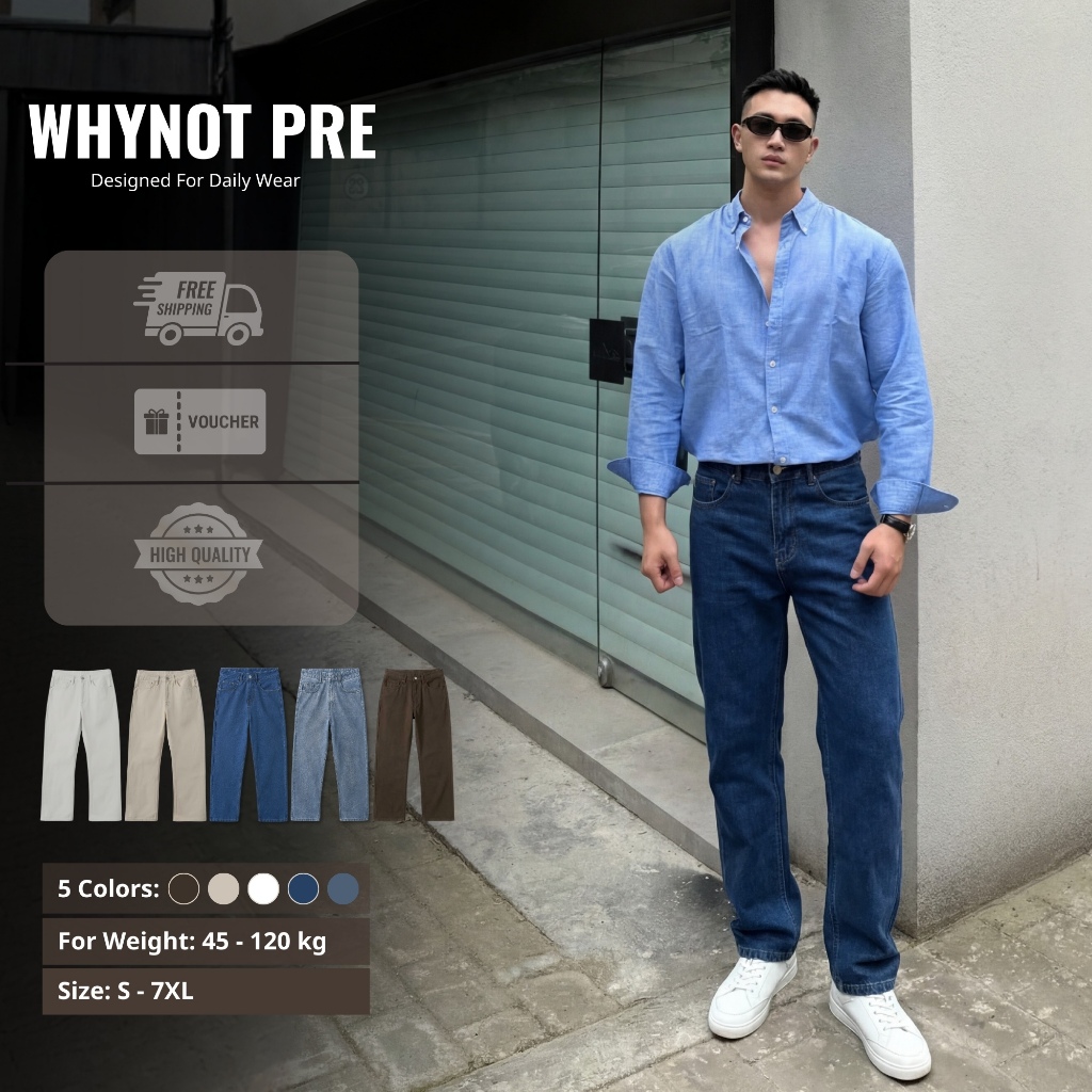 Quần Jean Nam Màu Xanh Đậm Cổ Điển Clean Fit - WHYNOT PREMIUM Classic ...