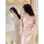 HT828 Set váy ngủ và áo choàng sexy dáng dài tiểu thư kèm ĐỆM LÓT phối ren sang chảnh HT828