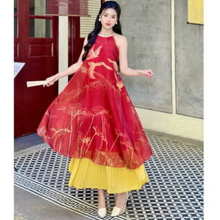 [ẢNH KHÁCH] Váy yếm đỏ họa tiết dân gian 🔥SIÊU HOT TẾT (yếm Trung Thu, yếm chụp tết, yếm chụp sen,yếm Hội An, Huế)n