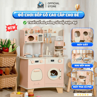 Bộ Đồ Chơi Bếp Gỗ Cao Cấp Cho Bé, Đồ Chơi Nấu Ăn Nhập Vai Mô Phỏng Nhà Bếp Thật, Chất Liệu Gỗ Tự Nhiên An Toàn