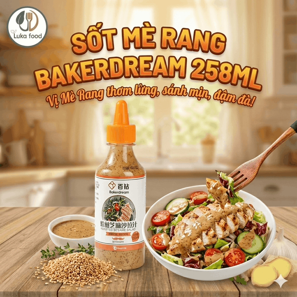 Sốt Mè Rang Bakerdream 258ml Chấm Thịt Nướng, Salad, Rong Nho - Nước Chấm Mè Rang Bách Diễm Thơm Bùi Béo Ngậy Luka Food