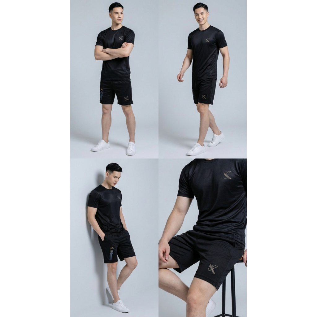 Quần Đùi Nam Thể Thao Cao Cấp Logo Phản Quang Vải Thun Co Giãn Cực Mềm Mịn Thoải Mái Khi Vận Động
