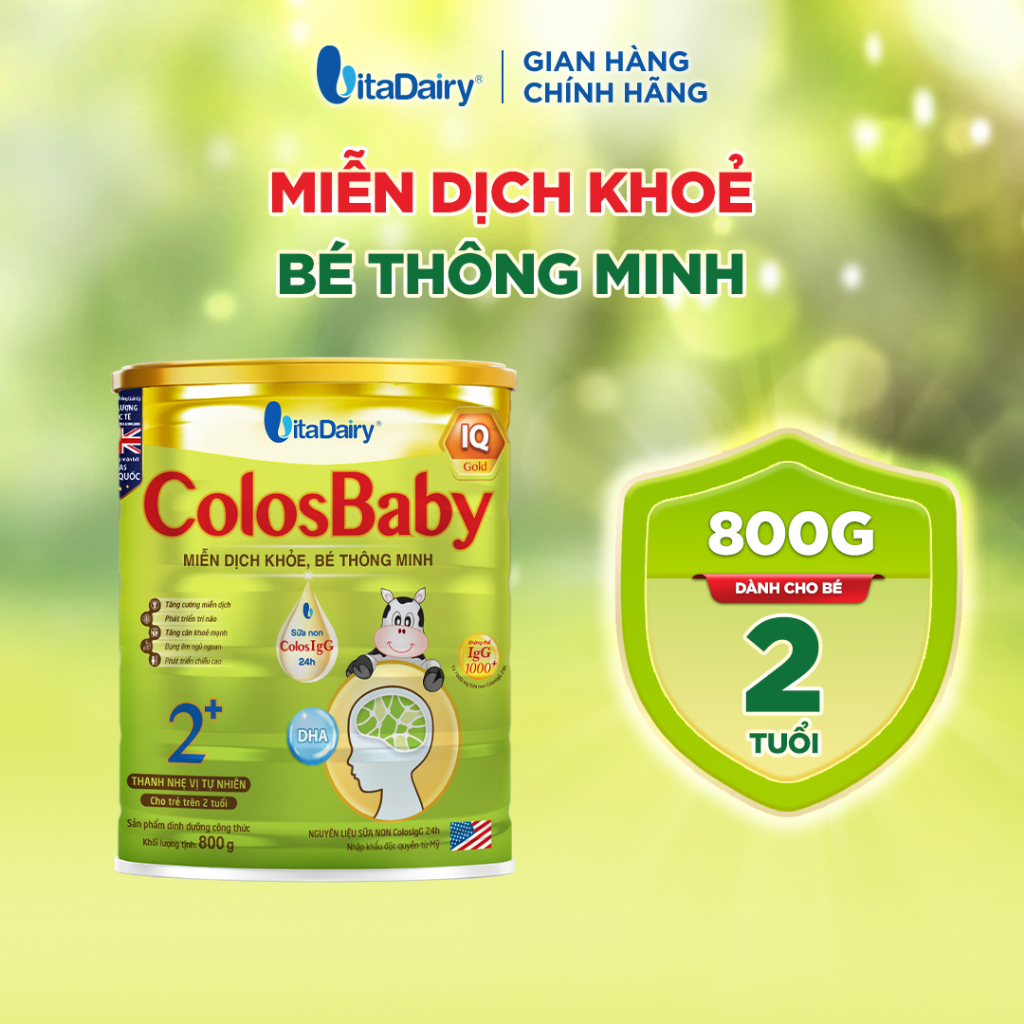 Sữa bột ColosBaby IQ Gold 2+ cho trẻ trên 2 tuổi – Hỗ trợ phát triển trí não – Lon 800g