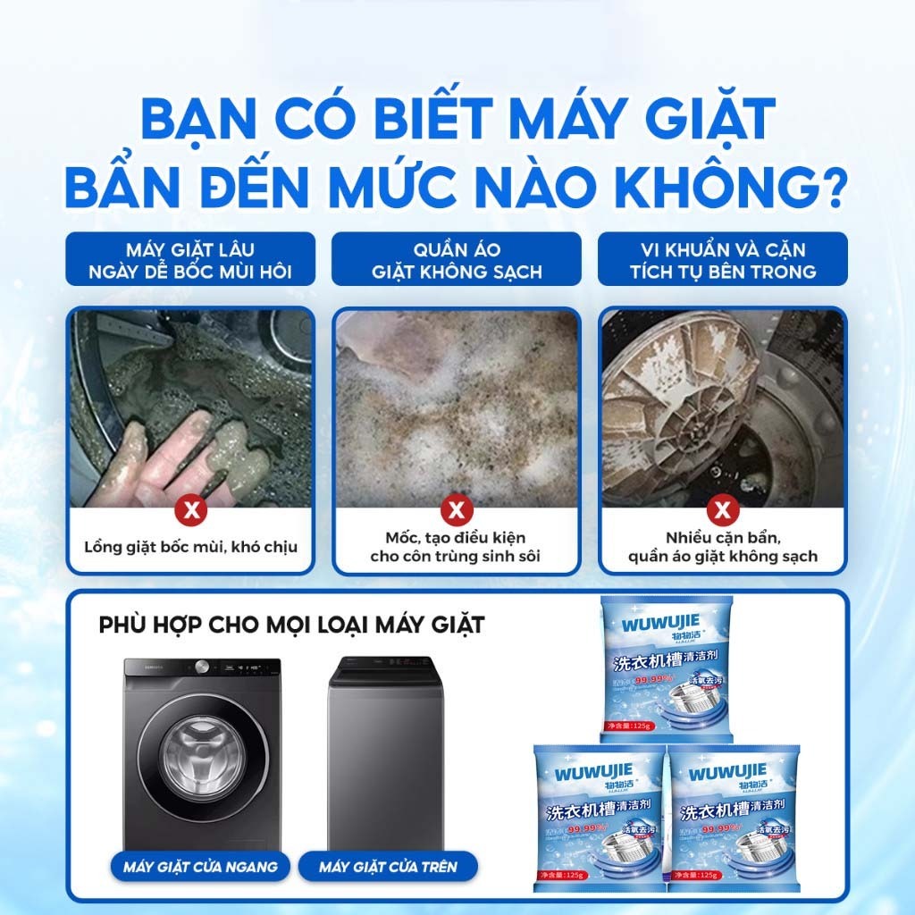 Bột Tẩy Lồng Máy Giặt,Tẩy Lồng Máy Giặt,loại bỏ nhanh nấm mốc, chất cặn, mảng bám, an toàn, phù hợp với mọi loại máy