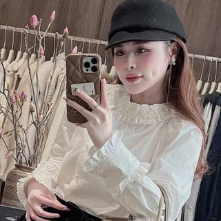 Áo Sơ Mi Thiết kế Cúc Ngọc Điệu ĐÀ Cổ Bèo Nữ Tính