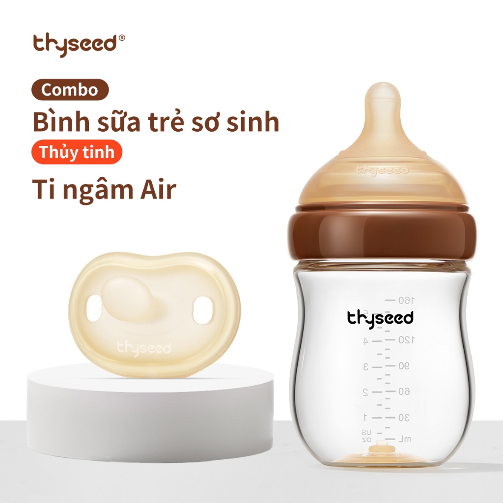 [Combo] Núm ngậm Air Thyseed + Bình sữa Thủy tinh 160ml/240ml