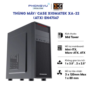 Case máy tính Xigmatek XA-22 (EN47567) - Đen - Mid Tower - Hỗ trợ Main AT - Bảo Hành 12 Tháng