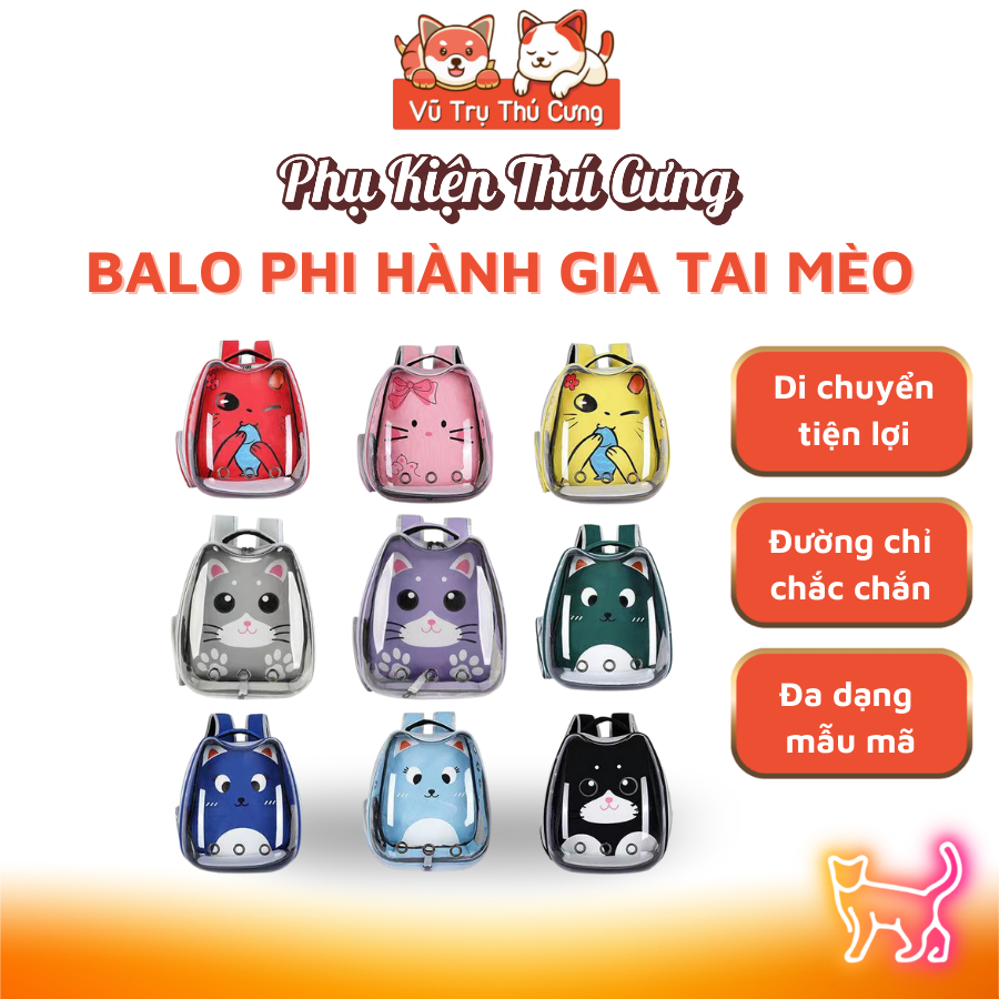 Balo Phi Hành Gia Cho Chó Mèo Nhiều Màu Sắc, Chất Liệu Thoáng Khí
