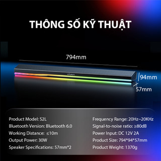 [Mới] Loa Thanh Soundbar Bluetooth VIVAN S2L Công Suất 30W Bass Trầm Mạnh Mẽ - Hỗ Trợ Kết Nối Thẻ Nhớ, AUX, USB