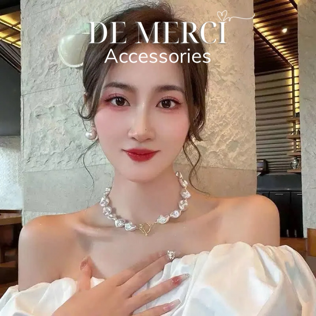 Vòng cổ ngọc trai De Merci Accessories không đều, thiết kế sang trọng, phong cách cổ điển DC058
