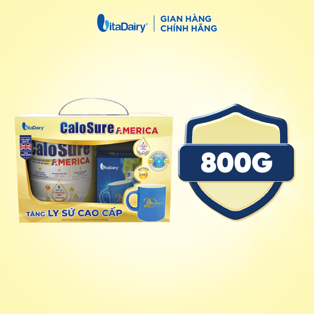 Sữa bột CaloSure America 800g (Vị thanh nhẹ) - Tặng ly sứ