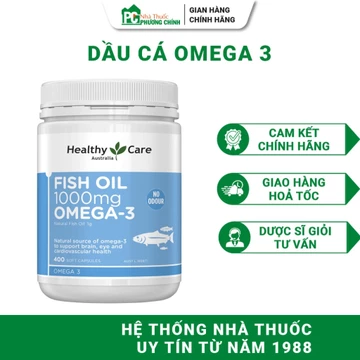 Dầu Cá Omega 3 Healthy Care Fish Oil Omega 3 1000mg - Bổ Não, Tốt Cho Tim Mạch 400 Viên/Lọ