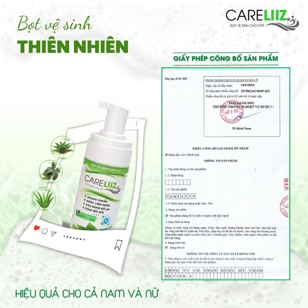 Bọt Kháng Viêm, Kháng Khuẩn Nam Nữ Hỗ Trợ Giảm Mùi Hôi, Giảm $ùi Mà Gào, Hạt Ngọc, Mụn Li Ti Vùng Kín CARELIIZ 120ML