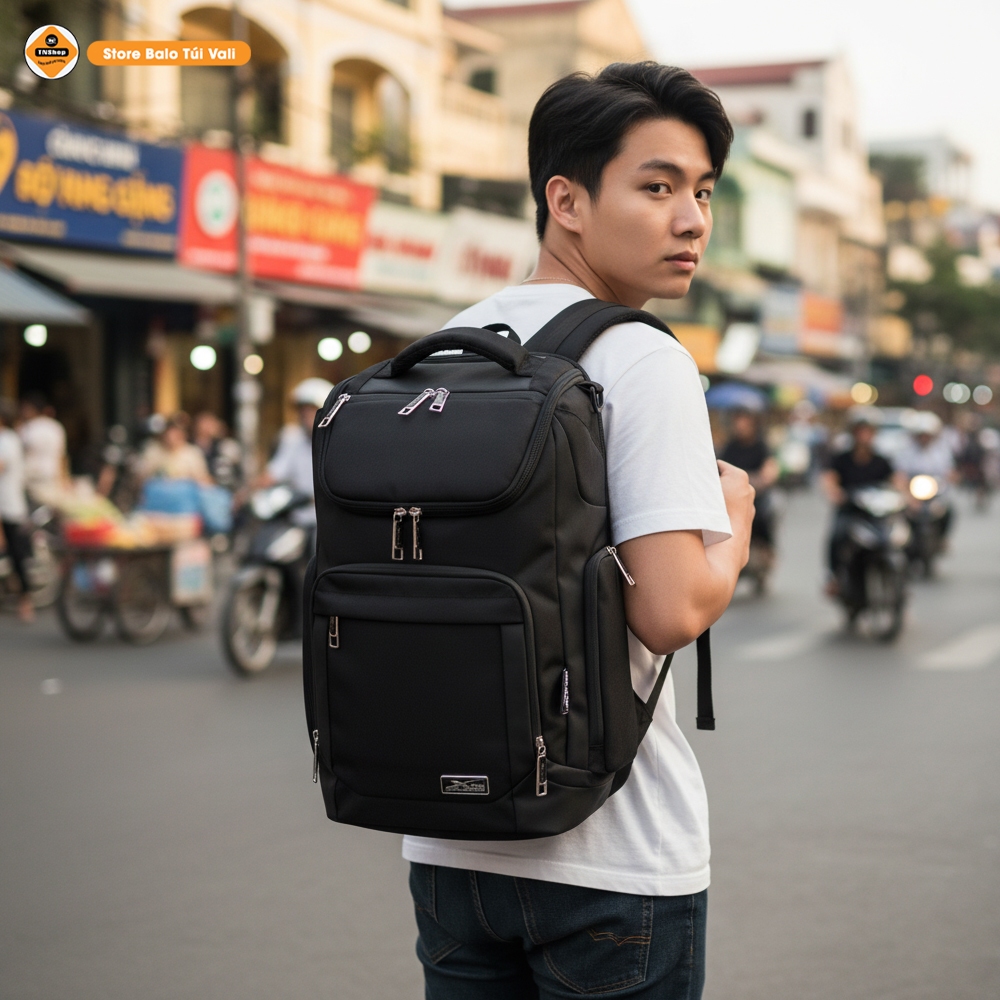 Balo laptop Xbags Prime X, Balo công sở màu đen 15.6 inch, nhiều ngăn tiện lợi, Đẳng cấp thời trang!