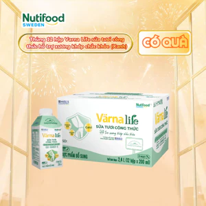 Thùng 12 hộp Varna Life sữa tươi công thức hỗ trợ xương khớp chắc khỏe (Xanh) (12 hộp giấy x 200ml)