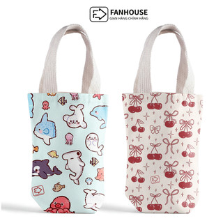 Túi đựng ly giữ nhiệt Holic Fan House, túi vải Canvas ôm sát toàn bộ thân bình, chống thấm nước