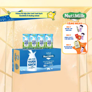 Thùng Sữa Tươi Tươi Sạch NutiMilk Ít Đường 110ml (Hộp 110ml x 48)