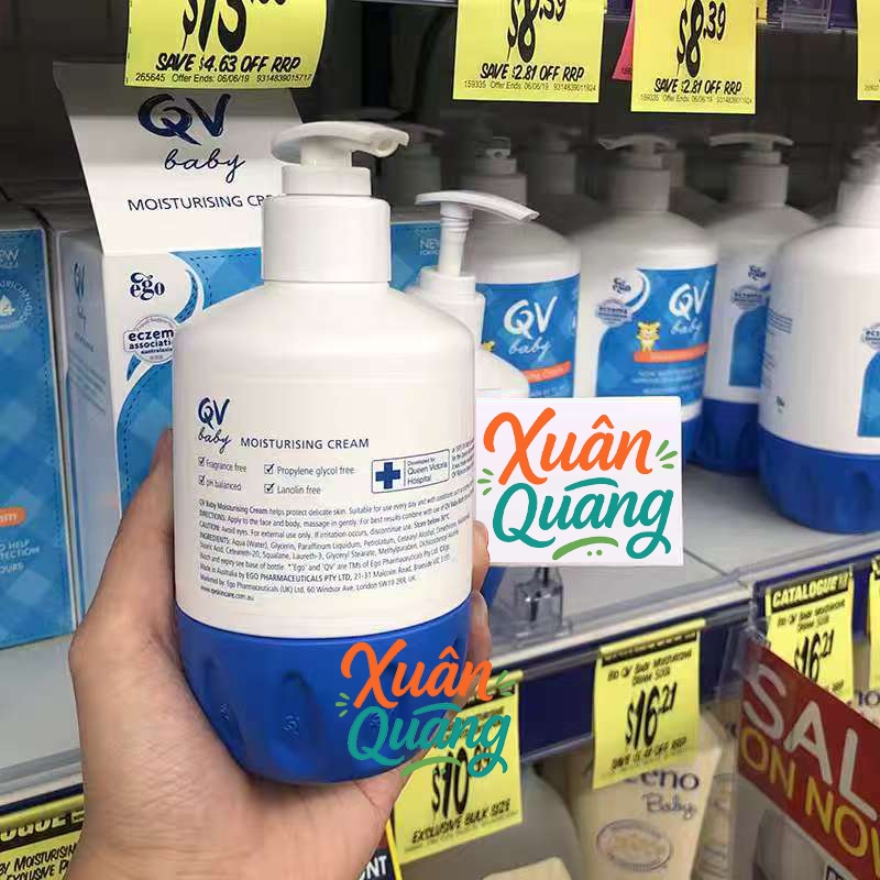 Kem dưỡng da cho bé Ego QV Baby Moisturising Cream 250g | Qv Cream With 10% Glycerin | QV Gentle Wash 500ml