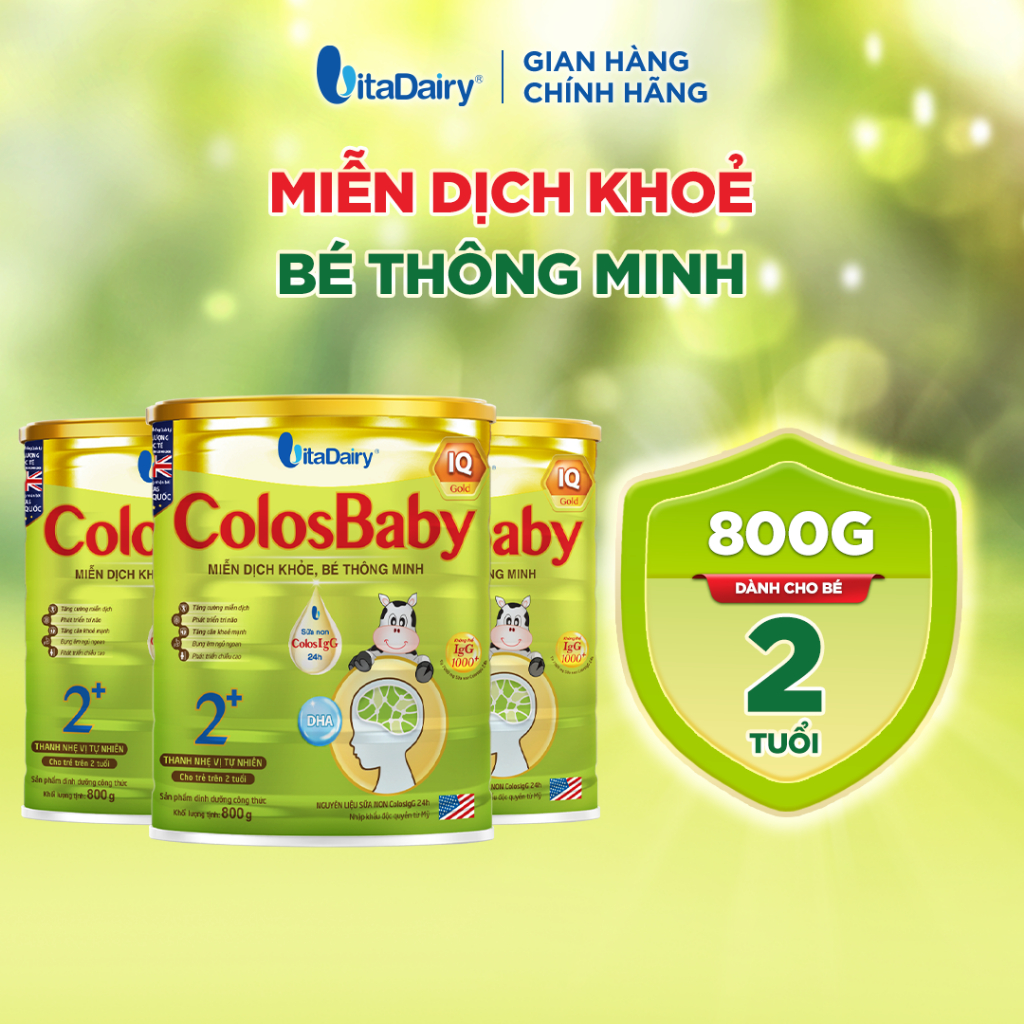 [COMBO 3 LON] Sữa bột ColosBaby IQ Gold 2+ cho trẻ trên 2 tuổi – Hỗ trợ phát triển trí não – Lon 800g