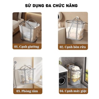 Giỏ đựng quần áo bẩn gấp gọn dung tích lớn, giỏ đựng đồ chơi, giỏ đựng quần áo bẩn treo tường Homie Tech